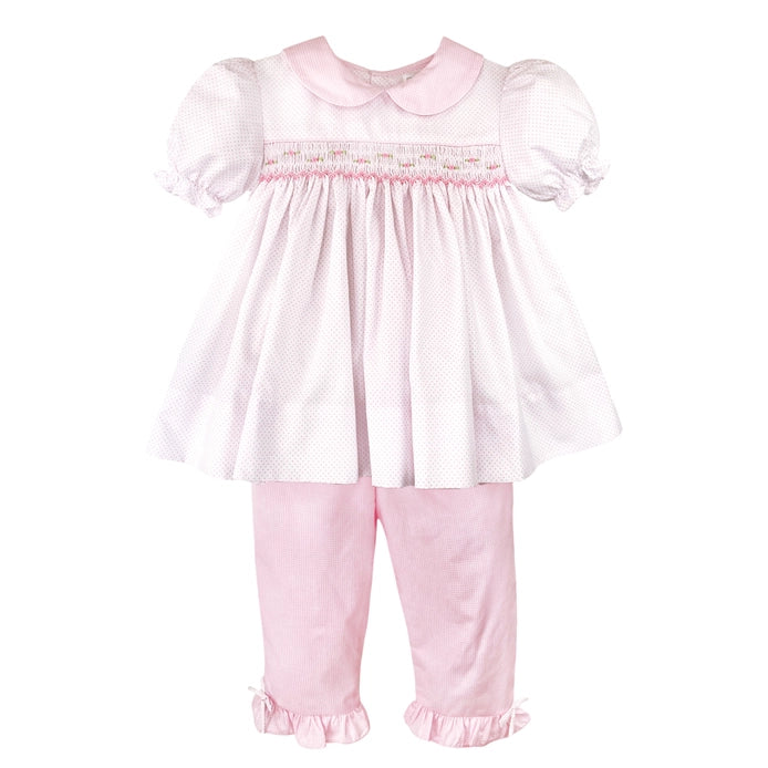 Top and Pant Set with Corded Smocking