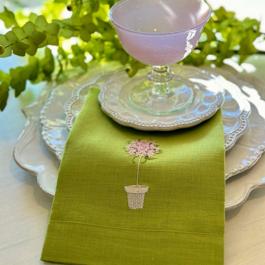 Pink Topiary Tri-Fold Napkin