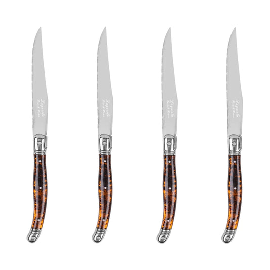 Laguiole Connoisseur 4-Piece Tortoise Steak Knife Set