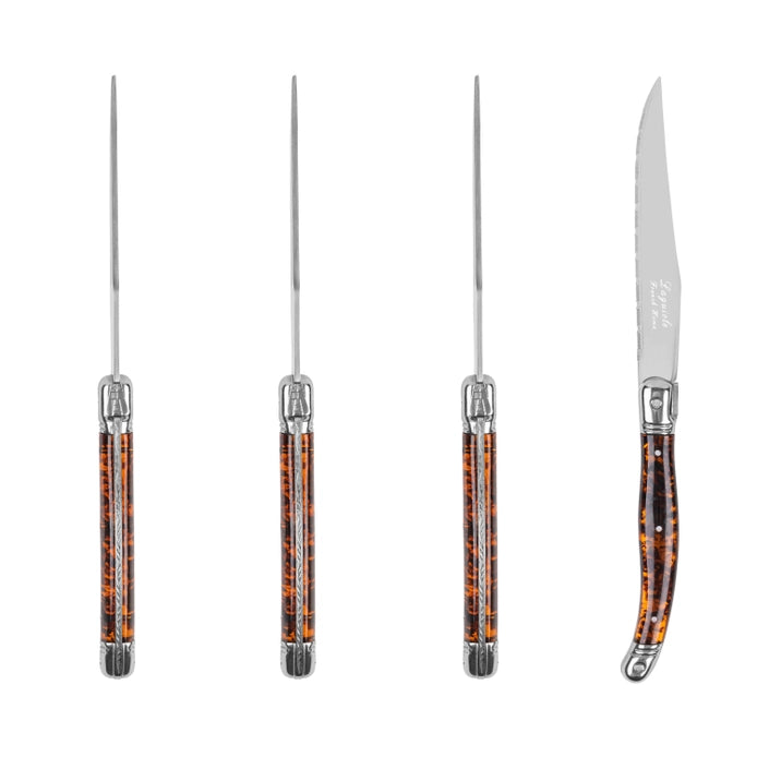 Laguiole Connoisseur 4-Piece Tortoise Steak Knife Set