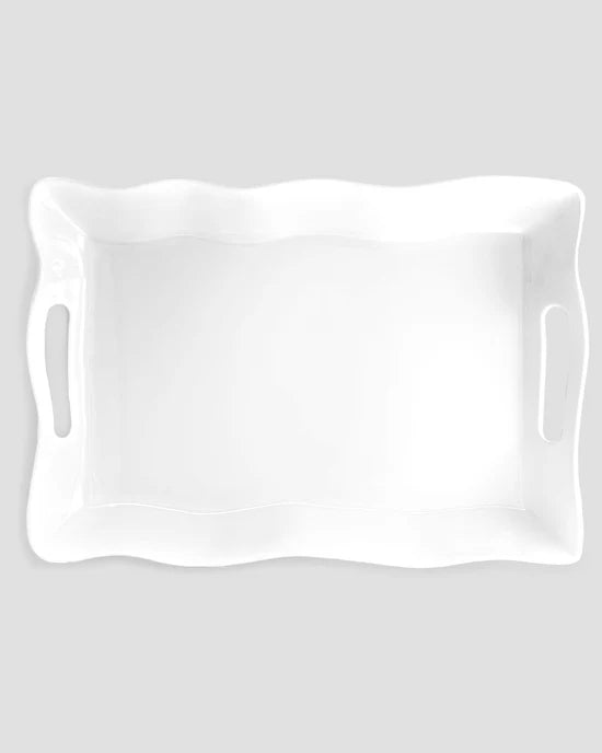 Ruffle White Melamine Large Rectangle Tray