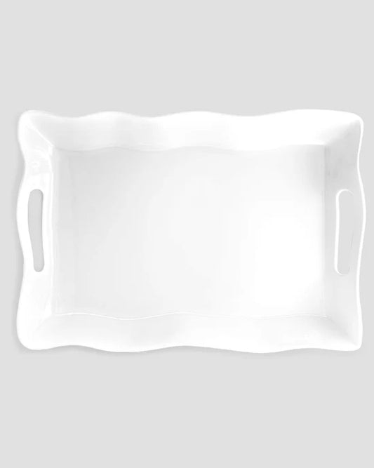 Ruffle White Melamine Large Rectangle Tray