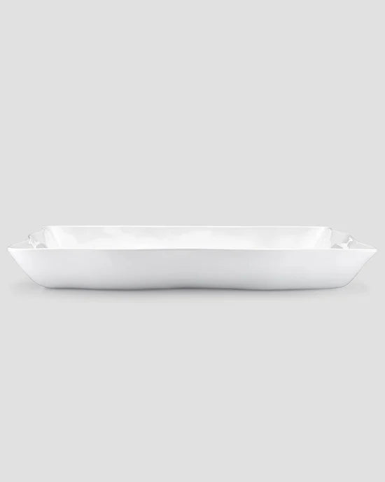 Ruffle White Melamine Large Rectangle Tray