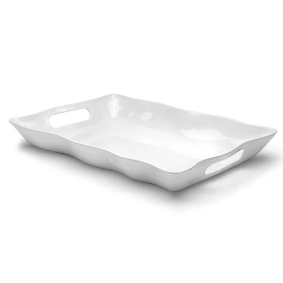 Ruffle White Melamine Large Rectangle Tray