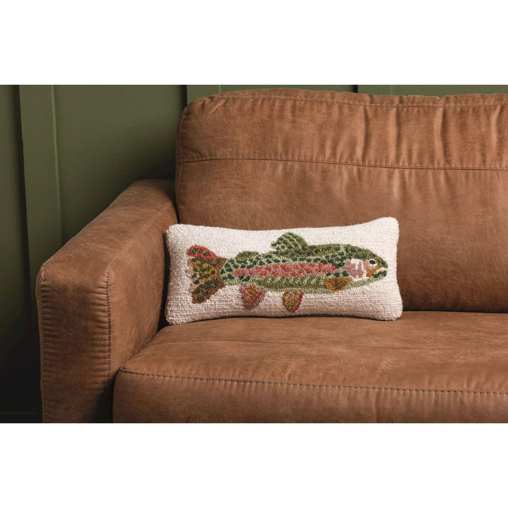 Trout Hook Wool Pillow