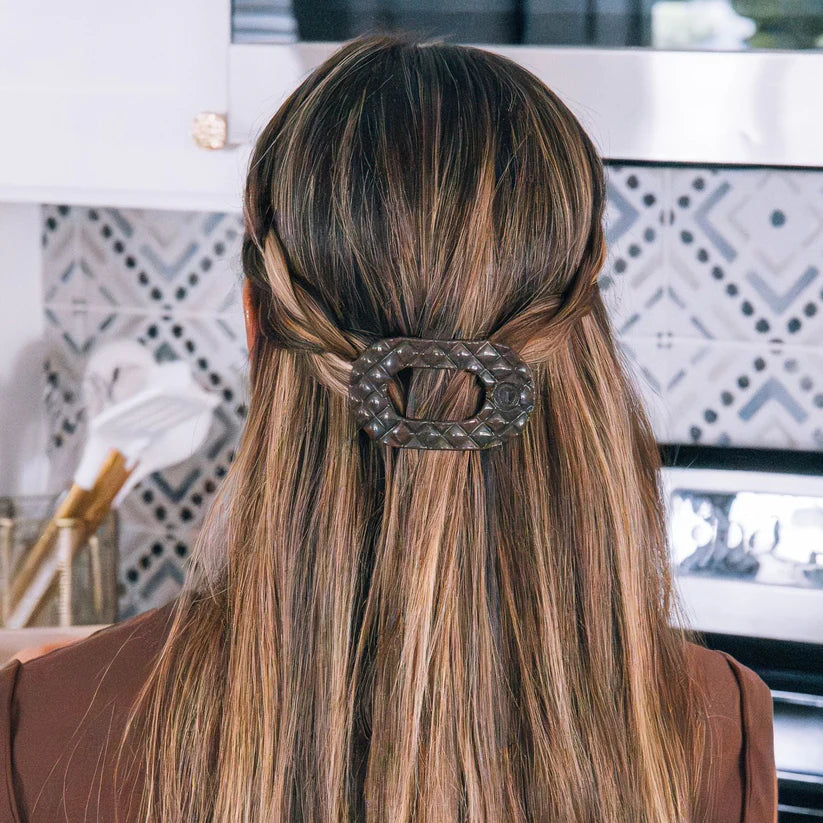 Teleties Truly Taupe Quilted Flat Round Hair Clip