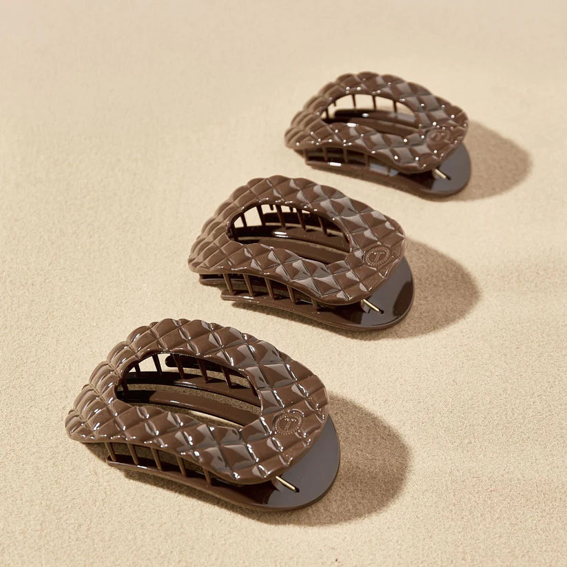 Teleties Truly Taupe Quilted Flat Round Hair Clip