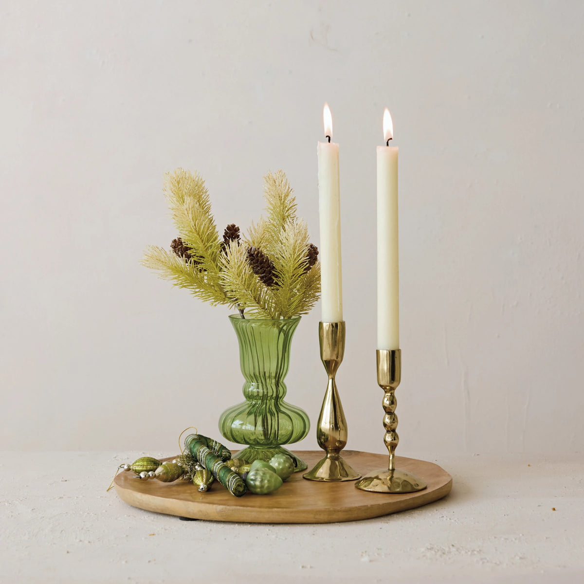 Green Fluted Glass Vase