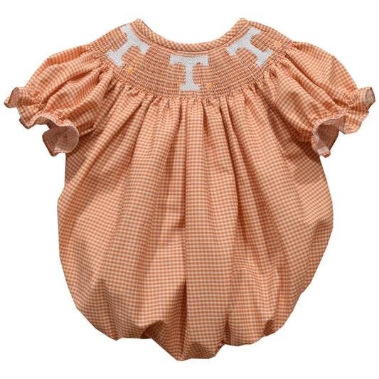 Tennessee Vols Smocked Orange Gingham Girls Bubble