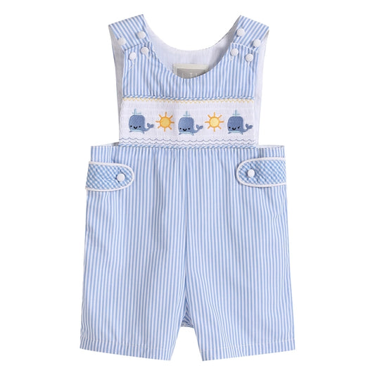 Blue Striped Whale Smocked Jon Jons