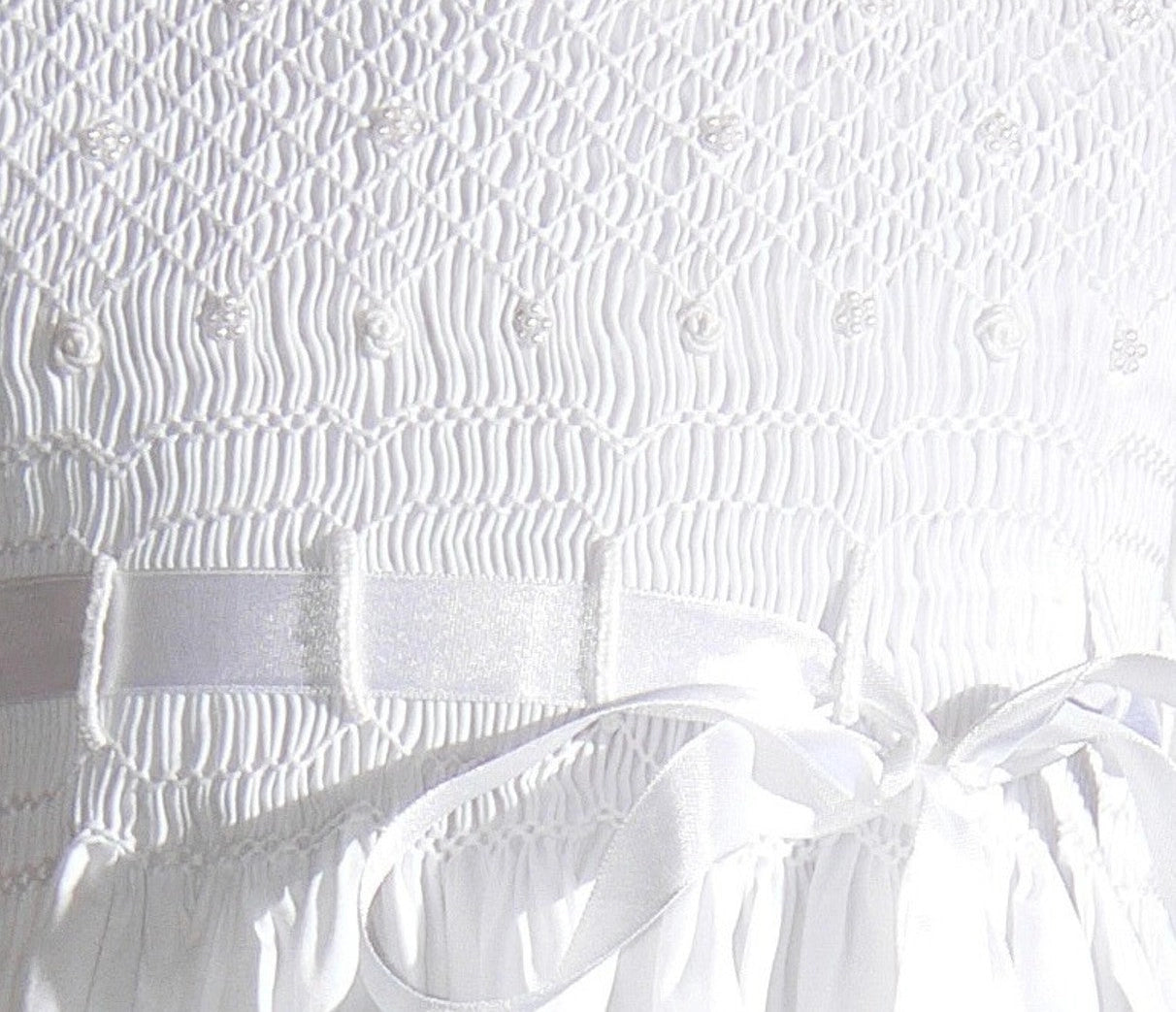 White Geometric Smocked Dress