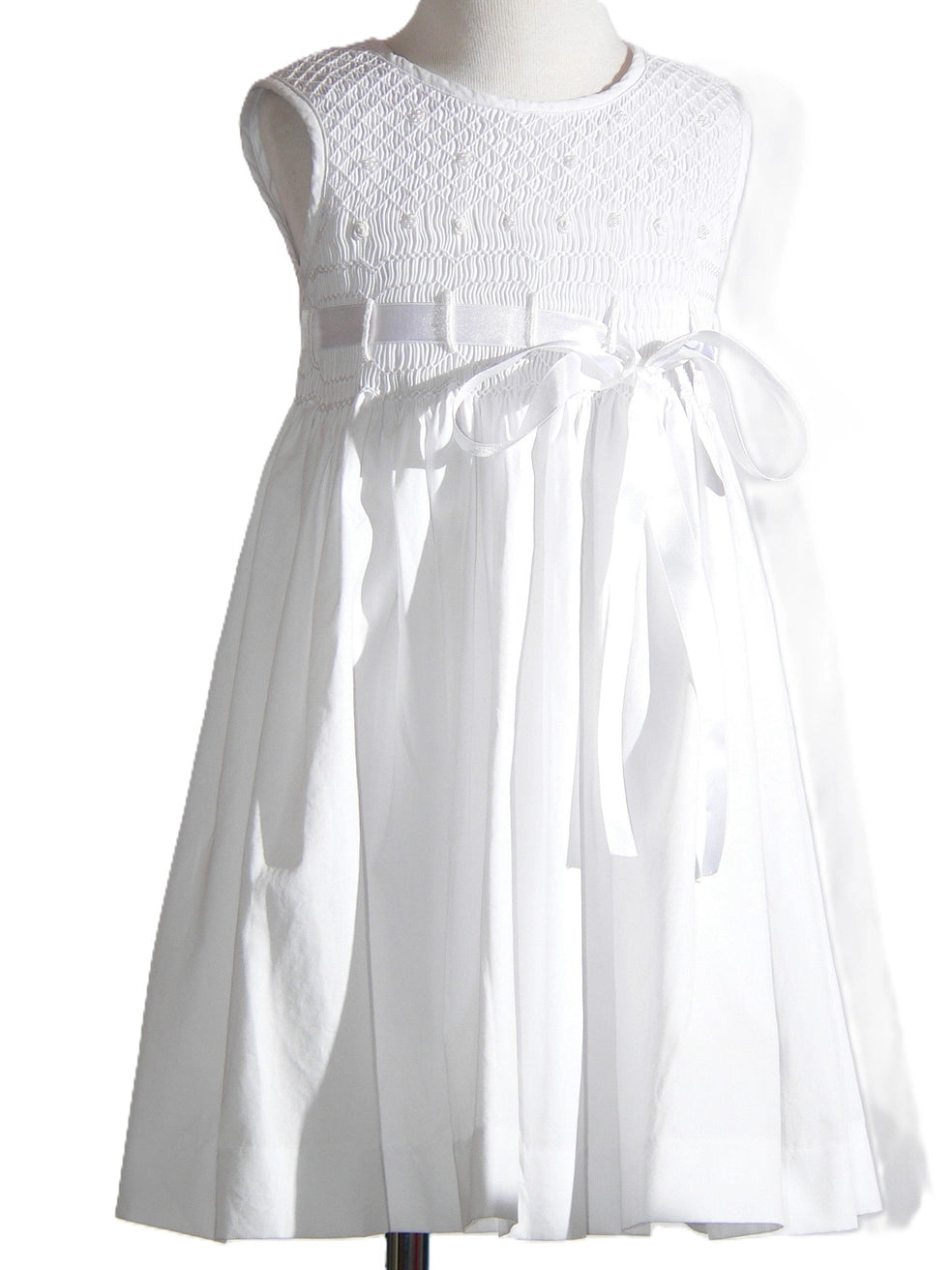 White Geometric Smocked Dress