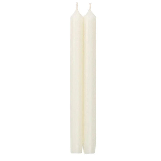 White 12" Crown Taper Candle Set of 2