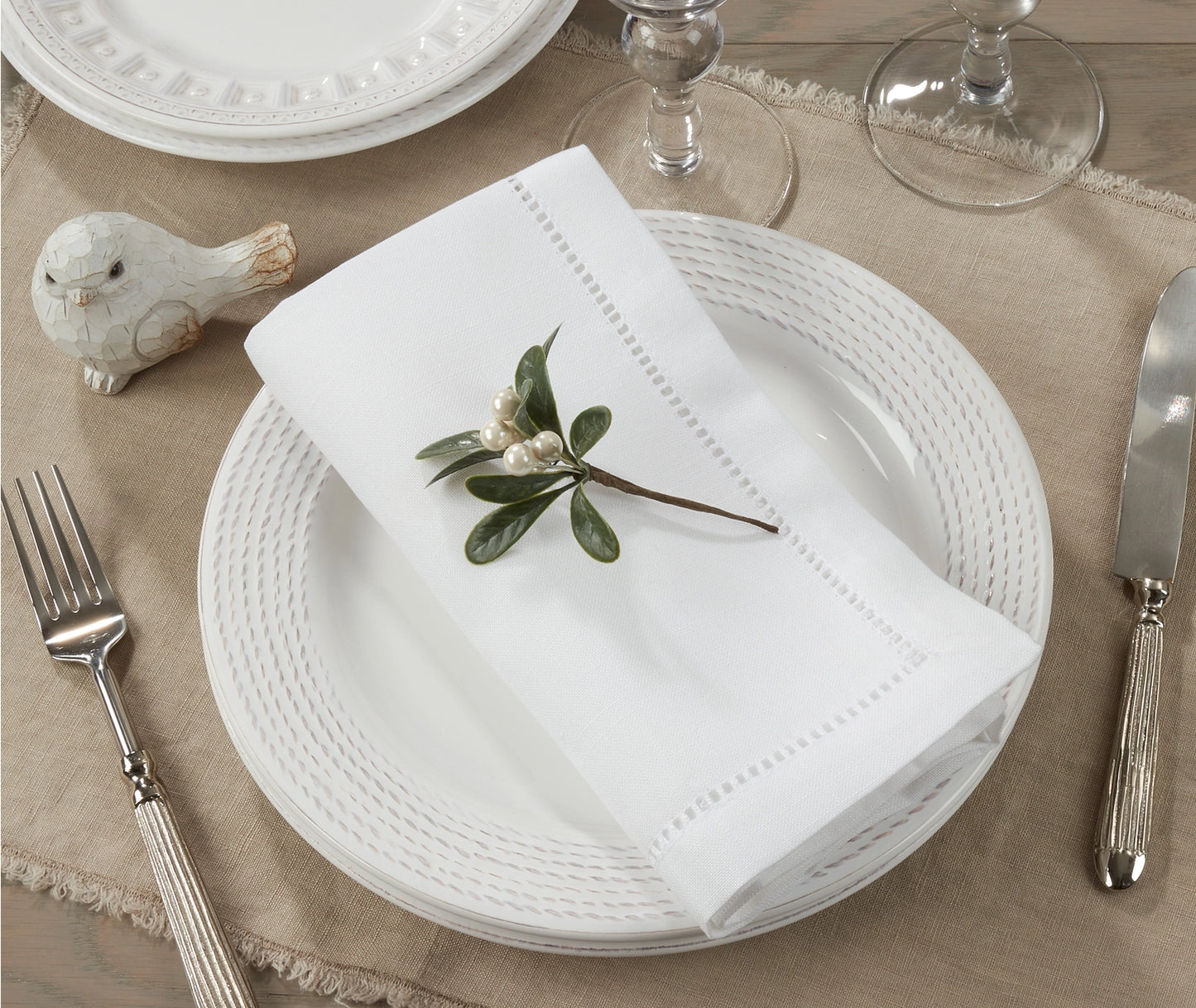 Poly Hemstitched Dinner Napkin
