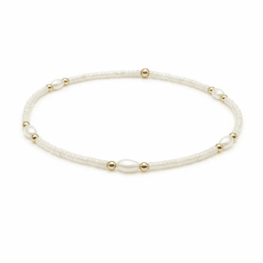 Game Day Pearl White & Gold-Filled Waterproof Bracelet