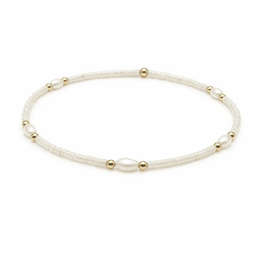 Game Day Pearl White & Gold-Filled Waterproof Bracelet
