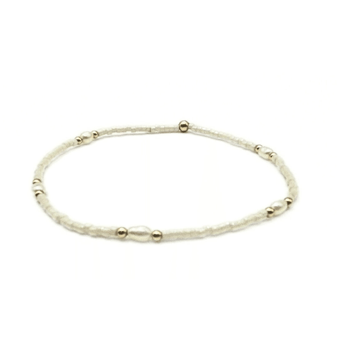 Game Day Pearl White & Gold-Filled Waterproof Bracelet