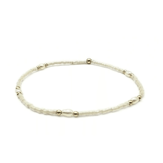 Game Day Pearl White & Gold-Filled Waterproof Bracelet