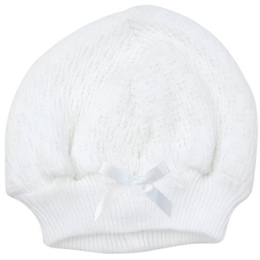Paty Knit Beanie – White With Bow