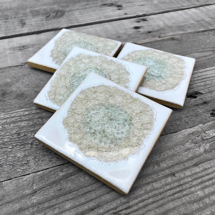 Pottery Geode Glass Coaster Set Of 4