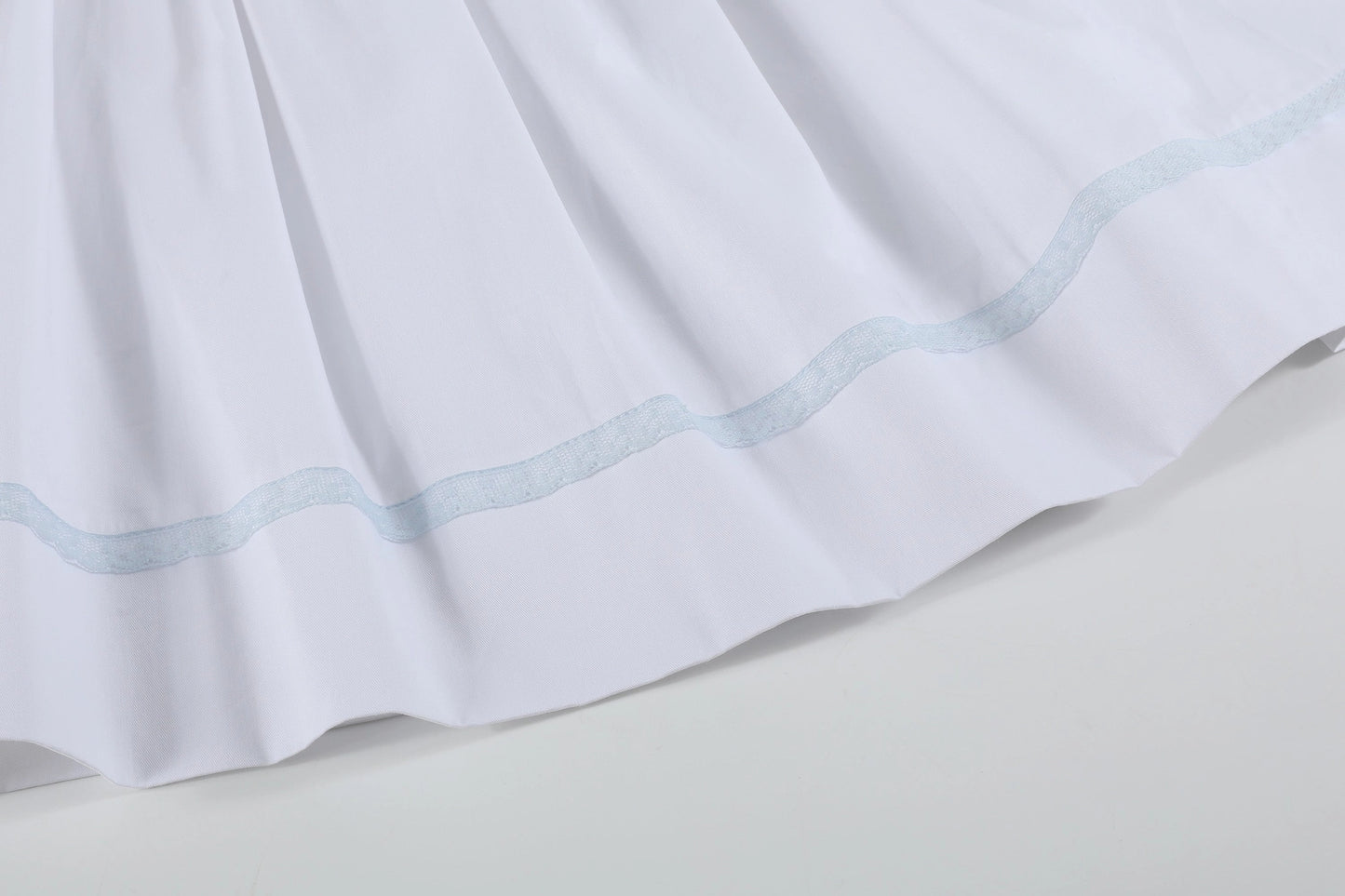 White and Blue Holy Crosses Smocked Bishop Dress