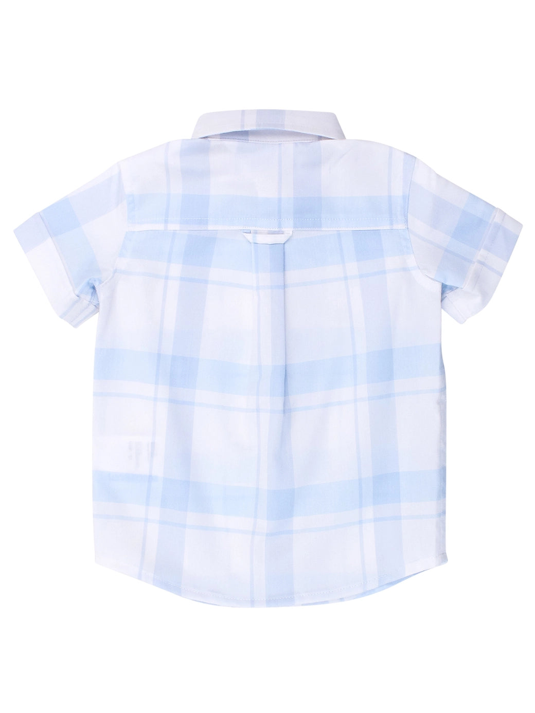 Light Blue Windowpane Short Sleeve Button Down Shirt