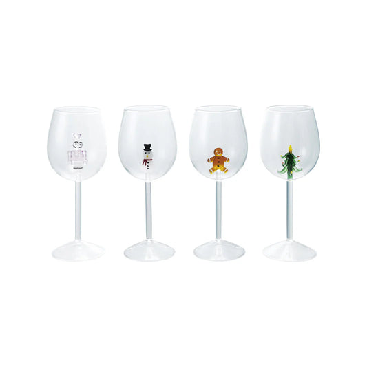 Holiday Stemmed Wine Glass With Figure