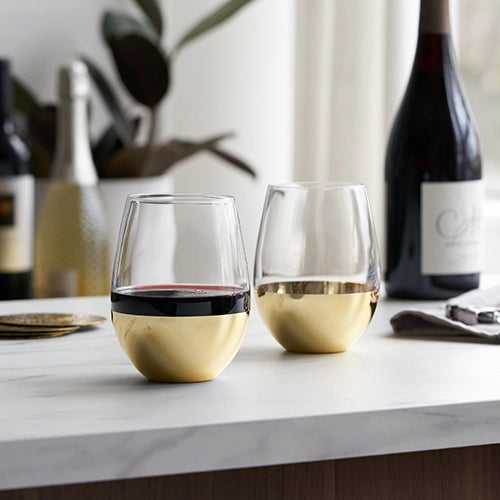 Belmont Gold-Dipped Crystal Wine Tumblers Set of 2