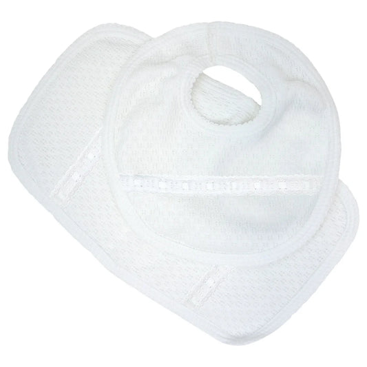 Paty Knit Bib & Burp Set – White With Eyelet