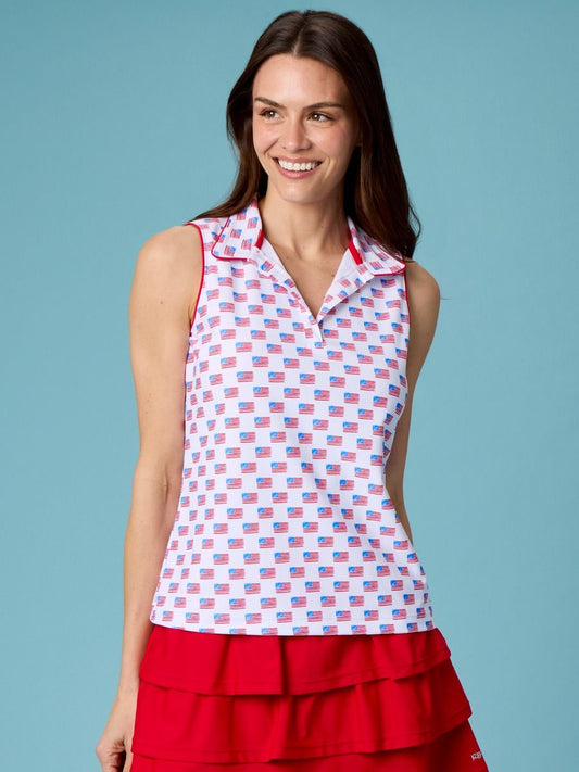 Freedom Flags Women's Sleeveless Polo Active Top