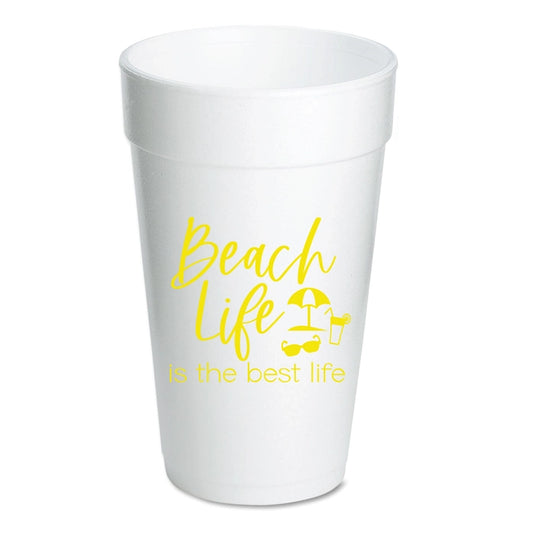 Beach Life Yellow Foam Cups