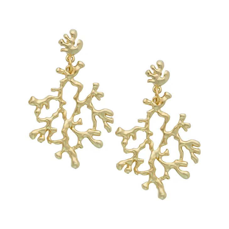 Gold Coral Branch Earrings