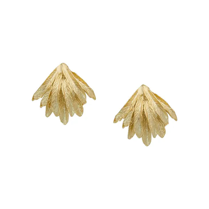 Gold Feather Burst Earrings