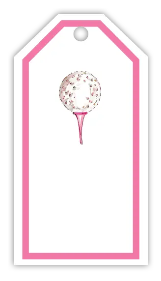 Handpainted Golf Ball Pink Gift Tag