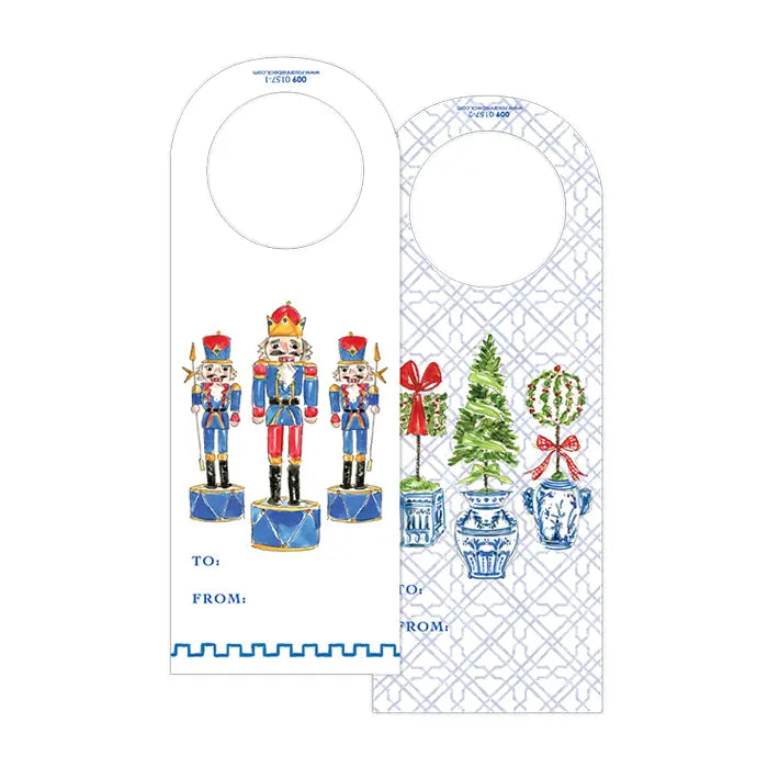 Nutcrackers and Holiday Topiaries Wine Tag