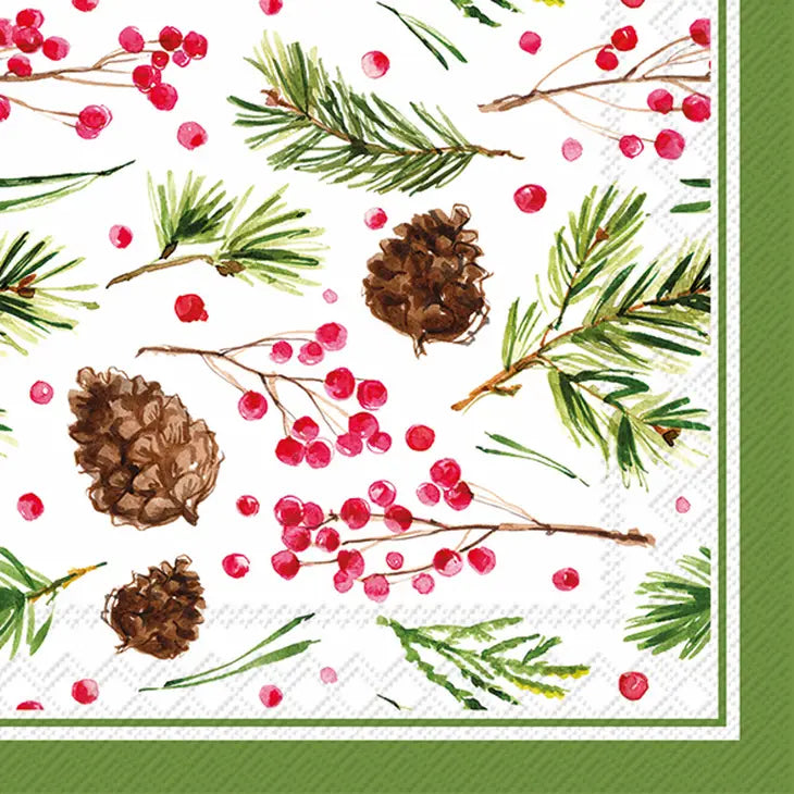 Holiday Pinecone Pattern Paper Cocktail Napkins