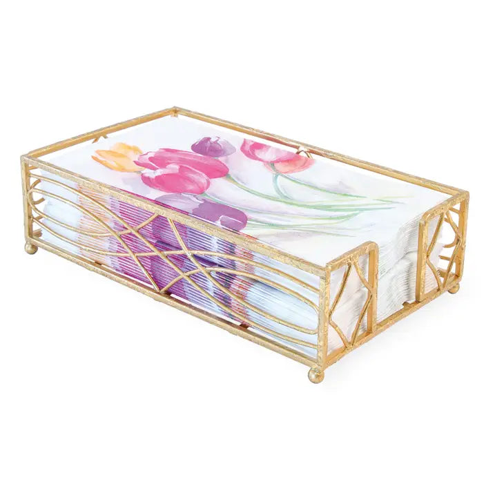 Wave Gold Leaf Metal Guest Towel Caddy